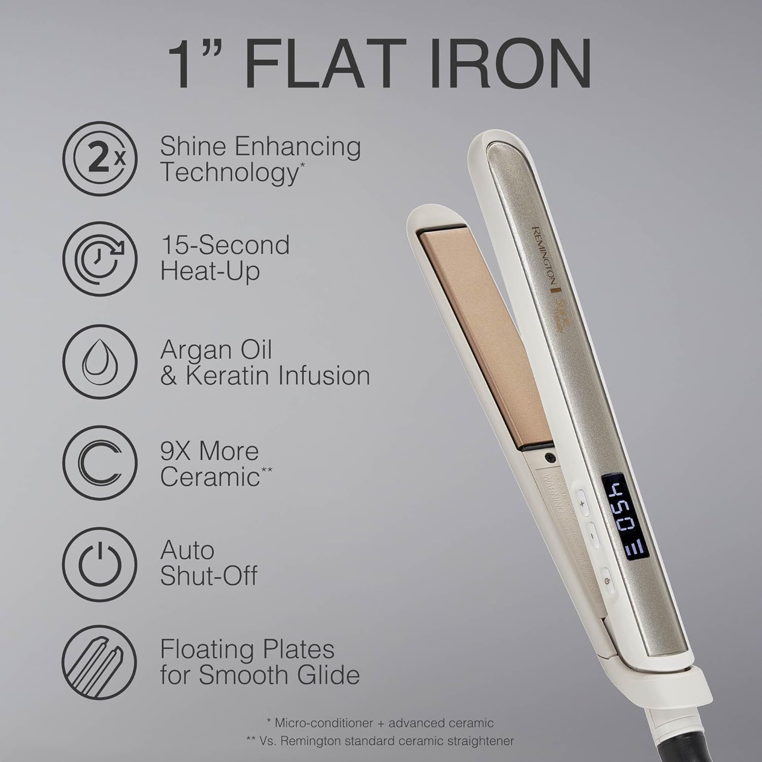 Remington Shine Therapy 1 inch Flat Iron Infused with Argan Oil & Keratin