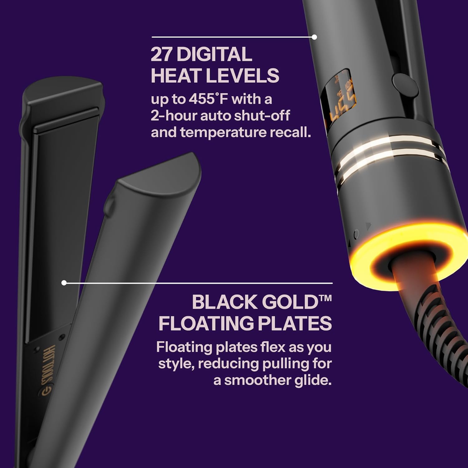 HOT TOOLS Black Gold Ionic 1 1/4 Inch Flat Iron